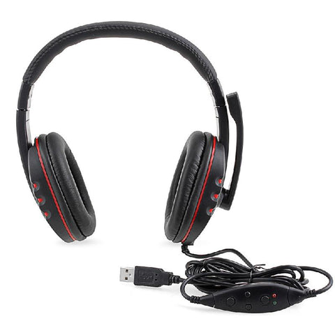Leather Computer Headphones with Microphone